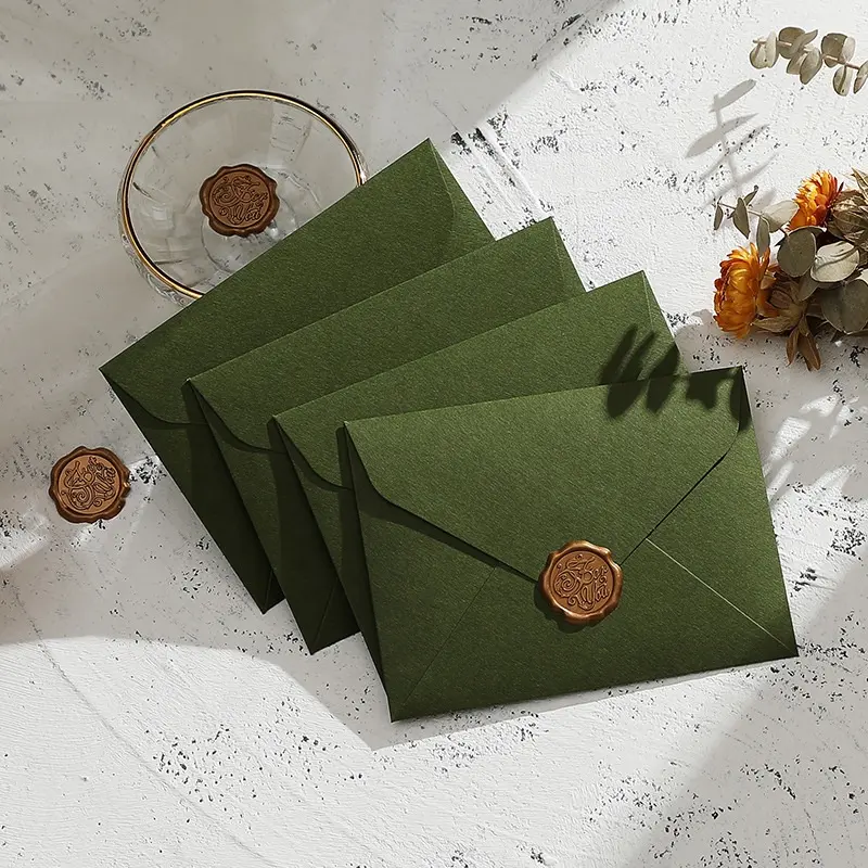 Конверт на заказ, Свадебный бумажный конверт на заказ, зеленый конверт с приглашением, упаковка 5*7