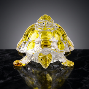 Petite figurine de tortue en verre artisanal, cristal jaune transparent, décoration Feng Shui, accessoire de bureau, pour Diwali et mariage - Product Image 3