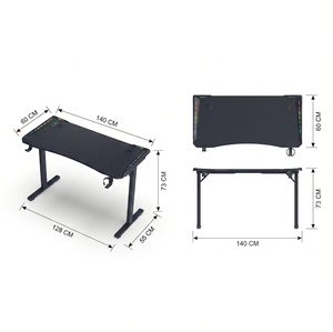2026 New Model <b>Gaming</b> Desk RGB <b>Lights</b> Carbon Fiber Surface Metal Frame Cup Holder Headphone Hook Already Assembled - Product Image 4
