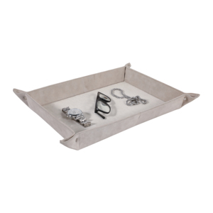 Vassoio in camoscio con dettagli in pelo di animali, rettangolare, centrotavola decorativo per tavolino da caffè, camera da letto o mobile da bagno - Product Image 2