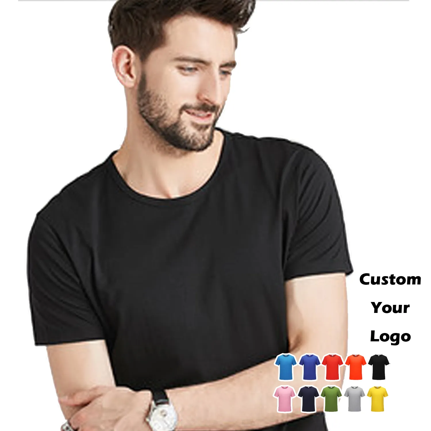 T-shirt blanc uni pour homme, 100% coton, imprimé, personnalisé, mode OEM