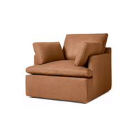 Set Perabot Ruang Tamu Sofa Kulit Desain Modern Sectional Rangka Kayu Solid Nyaman Empuk untuk Apartemen Villa