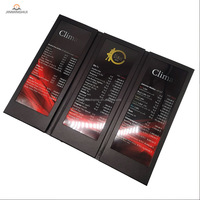 Nouveau Design Logo Personnalisé Haut de Gamme Restaurant Bar Discothèque Cuir Acrylique Trois Pages Pliable LED Menu Livre
