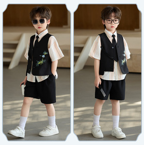 Ensemble de vêtements pour garçons tout-petits de qualité supérieure, trois pièces, gilet de fête formel tendance, vente chaude en Europe - Product Image 4
