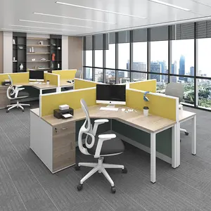 Mesa de ordenador de escritura de diseño moderno, cubículos de centro de llamadas desmontables, Partición de estación de trabajo de oficina para 8 personas