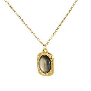 Natural Tiger's Eye Pendant Necklace 18K Plated Gold Chain Square Shape For Women Business Gift Fashion Jewelry - Product Image 5
