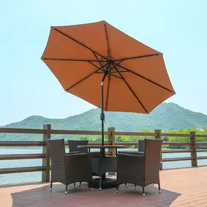 Vouwbare UV-Bestendige Strand Zonnescherm Romeinse Parasol Parasol Patio Paraplu Buiten Met Led Verlichting