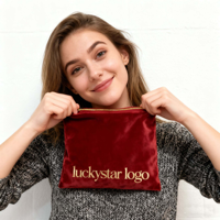 Pochette en velours de luxe personnalisée ECOGREEN avec fermeture à glissière, trousse de maquillage de voyage, motif géométrique tendance, sac cosmétique