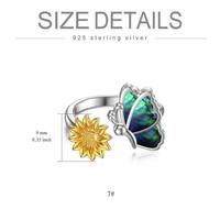 Offre Spéciale Abalone Shell Animal Papillon Tournesol Bague Ouverte En Argent Sterling 925 Pour Femmes Hommes