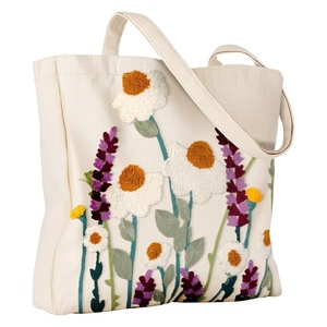 Sac fourre-tout en toile de coton réutilisable, écologique, avec logo personnalisé brodé, motif mignon, pour les courses, le travail, les livres, les cadeaux - Product Image 5