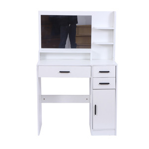 Modern Large <strong>Standing</strong> Wood <strong>Dressing</strong> Vanity <strong>Table</strong> 3-Color Lighting Modes Adjustable Brightness 2 Drawers for Bedroom Hotel Use - Product Image 1