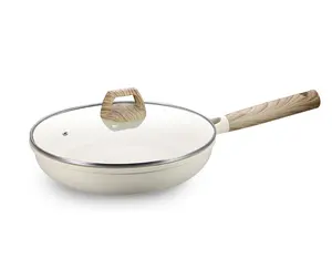 Batterie de cuisine en aluminium Poêle à frire antiadhésive pour la cuisson à induction Poêle à frire pour pain de boeuf et oeufs avec couvercle