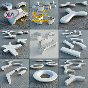 Nuevos Materiales de Construcción de Piedra, Banco Irregular de GRC Gris 19037944544 para Interiores, Exteriores, Parques y Plazas - Product Image 5