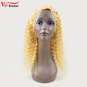 Perruque frontale 13x4 HD transparente, bouclée profonde, <span class=keywords><strong>blonde</strong></span> 613, en cheveux humains bruts indiens, avec dentelle HD - Product Image 1