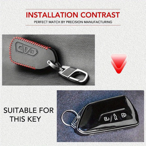Elegante y Moderna Funda Protectora para Llaves de Coche de Cuero PU Negro, Resistente a Arañazos, Diseño Ligero, Alta Calidad, Modelo <span class=keywords><strong>Volkswagen</strong></span> - Product Image 4