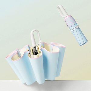Hook Handle Manual Folding <b>Umbrella</b> Student Female Uv Weatherproof Buckle for Rain Sun Lightweight Travel Gift - Product Image 1