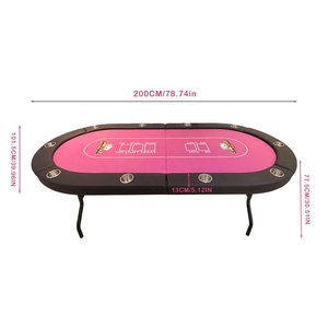 Table de <span class=keywords><strong>poker</strong></span> professionnelle rose fuchsia pour 10 joueurs, logo personnalisé, pieds pliants, porte-gobelets en acier inoxydable, équipement de casino - Product Image 3