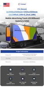 Abd'de Canbest P4 4Mm 6720X1920Mm 22.04Ftx6.29Ft 3 taraflı mobil dijital Led reklam kamyonu ekran kutusu Billboard - Product Image 5