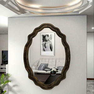 Ensemble de chambre à coucher moderne et élégant de style Art déco, en noyer sculpté, en teck artistique, en acajou, en bois de suar, en rotin, miroir ovale de luxe incassable - Product Image 1