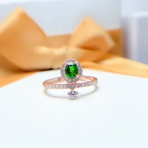 High Quality Good Price Wholesale 925 Sterling Silver Casual Natural Diopside Rings For Ladies