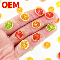 Cabochons en résine personnalisés OEM ODM, tranches d'agrumes 3D, miniatures d'orange, citron, citron vert, breloques de fruits pour maison de poupée, miniatures de gâteaux DIY pour filles