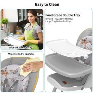 Chaise haute pliable de haute qualité pour bébé de 0 à 3 ans Chaise de salle à manger de luxe <span class=keywords><strong>confortable</strong></span> <span class=keywords><strong>avec</strong></span> hauteur de siège réglable - Product Image 4