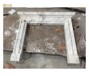 Trung Quốc Tay Chạm Khắc Antique Luxury calacatta Viola đá cẩm thạch cổng thông tin lò sưởi Surround lớp phủ với hoa - Product Image 1
