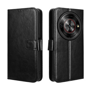 Crazy Horse Wallet Flip PU Funda de cuero para teléfono móvil para <span class=keywords><strong>ZTE</strong></span> Nubia Focus <span class=keywords><strong>Blade</strong></span> A75 5G V40 - Product Image 1