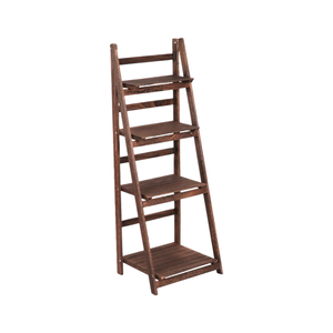 Étagère échelle rustique en bois brun à 4 niveaux pour plantes et livres, idéale pour les petits espaces intérieurs et extérieurs – Supports et rangements - Product Image 1