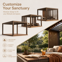 Pergola bioclimatique en aluminium, imperméable, avec toit à lames orientables télécommandées, moderne, pour jardin et terrasse.