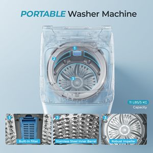 Euhomy Duy Nhất Bồn Tắm Hàng Đầu Tải Xách Tay Máy Giặt 11 Lbs Công Suất Kích Thước Đầy Đủ Đơn Lập Máy Giặt - Product Image 6