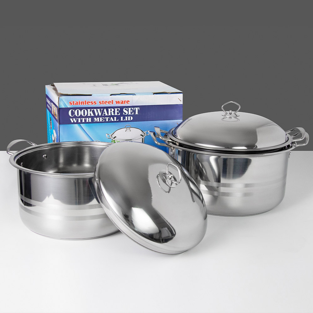 Yurtrain Hot Selling 3-Piece Metal Stainless Steel Cooking Pot Set Induction Cooker Modern Luxury Design Dishwasher Safe Large