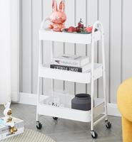 Zenewood Organisateur de stockage à roulettes à 3 niveaux avec 3 petits paniers Chariot utilitaire avec roulettes