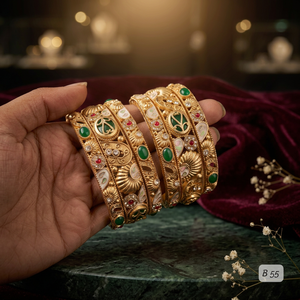 PADMAWATI Luxury High Quality Tungsten Gold Plated Original Multi Color Women's One Size Bangles Set Maharashtra Bridal Wedding - Product Image 4