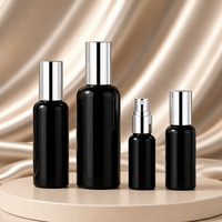 Flacon pulvérisateur en verre noir vide de 100 ml avec bouchon à vis et diffuseur à bâtonnets pour sérum de soin, huiles essentielles et parfum