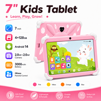 Tablette pour enfants de 7 pouces, Android 14.0 GMS, 4 Go, 128 Go, tablette PC pour enfants avec étui de protection, tablette d'apprentissage TABY pour enfants