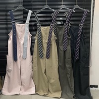 Nouveau Pantalon et Salopette Femme Ample à Jambes Larges avec Poches Style Cargo en Jean, Combi-pantalon Décontractée à Bretelles