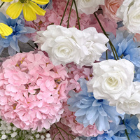 Susunan Bunga Buatan Sutra Hydrangea Warna-warni, Rangkaian Bunga Setengah Lengkung, Bunga Buatan untuk Dekorasi Pernikahan