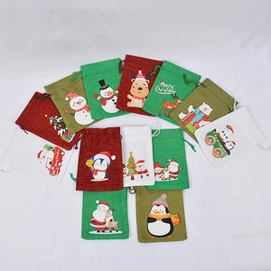 Yiwu ถุงผ้าปอกระเจารีไซเคิลได้สำหรับคริสต์มาสบรรจุภัณฑ์ลูกกวาดแบบหูรูด - Product Image 3