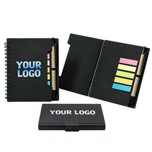 Wholesale Small Kraft Stationary <b>Sticky</b> <b>Note</b> Custom Gift Promo Business Notebook With Logo and Pen - Product Image 1