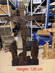 Statue de la Scène de la Crucifixion de Jésus, Décoration du Calvaire en Bois Sculpté à la Main, 14 Stations du Chemin de Croix, Sculpture Chrétienne Religieuse - Product Image 6