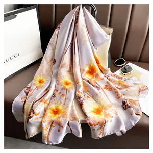 Khăn Quàng Cổ Nữ Lụa Satin 100% Polyester Trung Quốc Khăn Choàng Lụa Dài Cho Nữ Tùy Chỉnh Khăn Choàng Hình Chữ Nhật Mùa Thu 180X90 Bán Sỉ