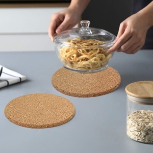 16-Piece Set Reusable Natural Cork Coasters with Holder Round Drink Cup & Saucers Plain Design for Drinks - Product Image 4