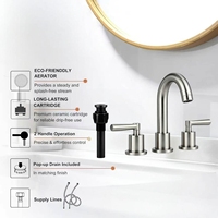 Robinet de salle de bain moderne en acier inoxydable 304 avec double poignée, robinet de lavabo, tuyau de drainage en plastique
