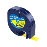 Ruban d'étiquettes, livraison gratuite, noir sur jaune, 12mm x 4m, 91202, Compatible avec Dymo LetraTag, fabriqué en chine