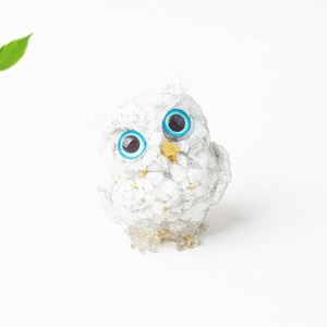 Natural <b>Crystal</b> Chip Resin Owl Figurine | Epoxy Craft Desktop Ornament for Home Office Living Room Decoration - Product Image 6
