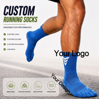 Chaussettes respirantes à cinq doigts avec logo personnalisé, chaussettes de sport antidérapantes tricotées à 5 orteils pour enfants et jeunes, idéales pour l'été