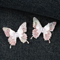 Petits accessoires en tissu scintillant avec sequins et papillons en résine - Matériaux décoratifs pour coques de téléphone DIY et accessoires pour cheveux