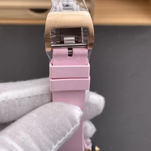 Women's 07-01 Tonneau Automatic Mechanical <b>Watch</b> Pink Ceramic Diamond Dial Luxury Fashion OEM - Product Image 4