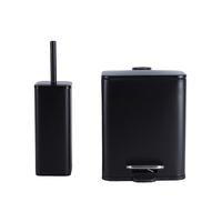 Poubelle Ménage Compact 5L Poubelle à Pédale Métal Rectangle Poubelle Brosse de Toilette et Poubelle avec Couvercle Souple